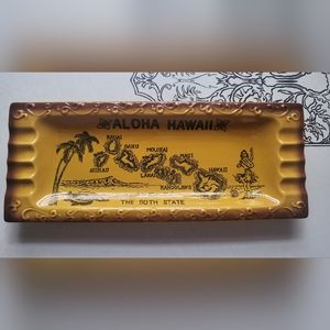 Vintage Ceramic Aloha Hawaii Hawaiian Ashtray Souvenir Cigarette Cigar Tiki Bar